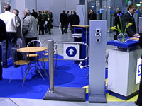 New PERCo wicket gate at stand of Suritel. Moscow, Russia.