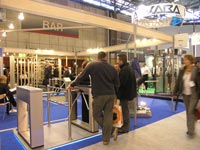 Box turnstile at an exhibition on safety EXPOPROTECTION/FEU-2006 in Paris, France.