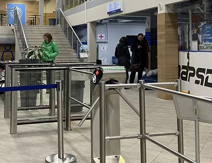 ST-01 Speed gate, TTR-08A Tripod turnstile, BH02 Railings,  Yubileyny Sports Palace, Russia