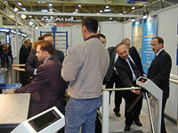 Compact tripod turnstile PERCo the exhibition SECURITY-2004. Essen, Germany.