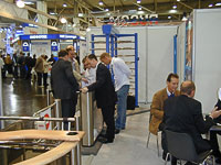 Demonstration PERCo height turnstiles at the international exhibition SECURITY-2004. Essen, Germany.