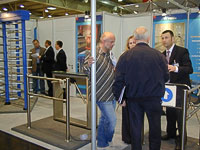 Rotary PERCo turnstile at the exhibition SECURITY-2004. Essen, Germany.