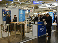 Rotary PERCo turnstile at the exhibition SECURITY-2004. Essen, Germany.