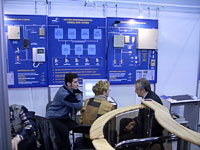 Display stand and access control PERCo-SYS-15000, at the exhibition «Security and Safety Technologies 2005». Moscow, Russia.