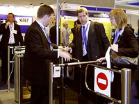 The exhibition IFSEC-2005 in England PERCo presented the complete range of turnstiles, gates and fences. Birmingham, UK.