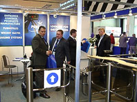 Wicket gate and turnstile rotary PERCo the exhibition IFSEC. Birmingham, UK.
