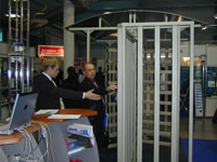 Full height rotor turnstile PERCo at the exhibition «Safety and security 2006», St. Petersburg, Lenexpo.