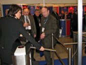 Box PERCo turnstile at the International Exhibition «Security and Safety Technologies 2007» in Moscow, Russia.