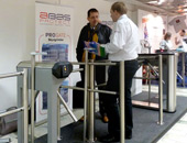 Negotiations with partners at an exhibition in Stockholm, Sweden.