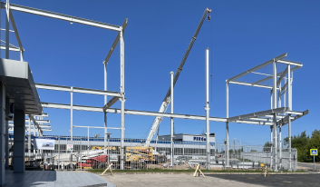 New plant building construction in Pskov