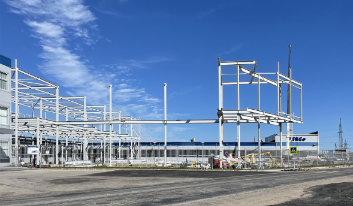 New plant building construction in Pskov