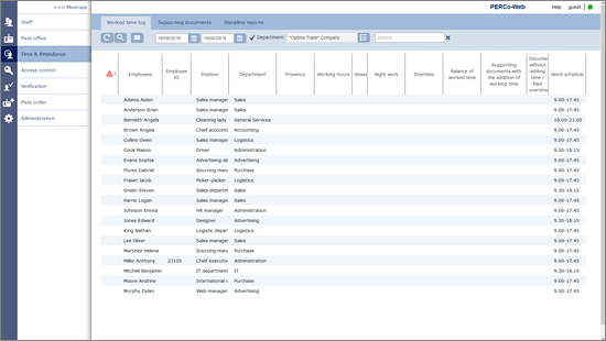 PERCo-WM-01 "Time & Attendance" module
