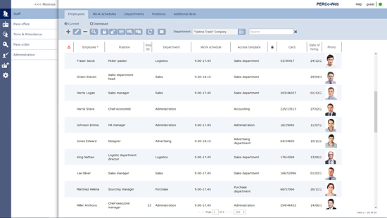 PERCo-WS "Standard package software" 