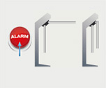 Turnstiles folding arms can be released by alarm button